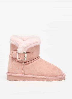 Flora Bella By Shoexpress Girls Plush Detail Slip-On High Cut Boots  - Image 3