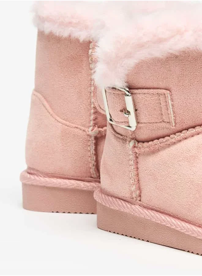 Flora Bella By Shoexpress Girls Plush Detail Slip-On High Cut Boots