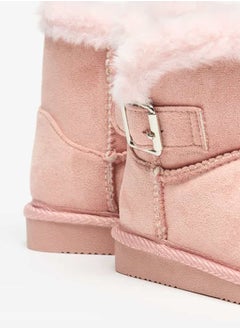 Flora Bella By Shoexpress Girls Plush Detail Slip-On High Cut Boots  - Image 5