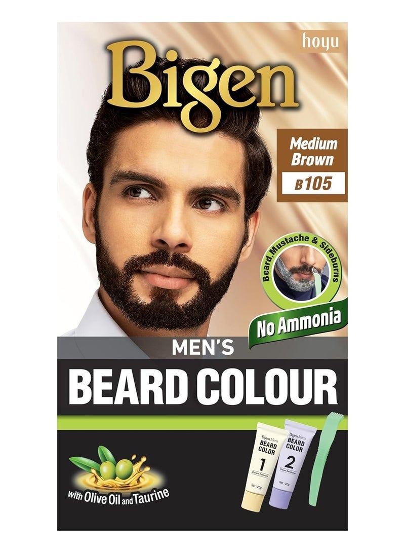 Bigen Men's Beard Color Medium Brown 20gm+20gm -105, 102 g - Image 1
