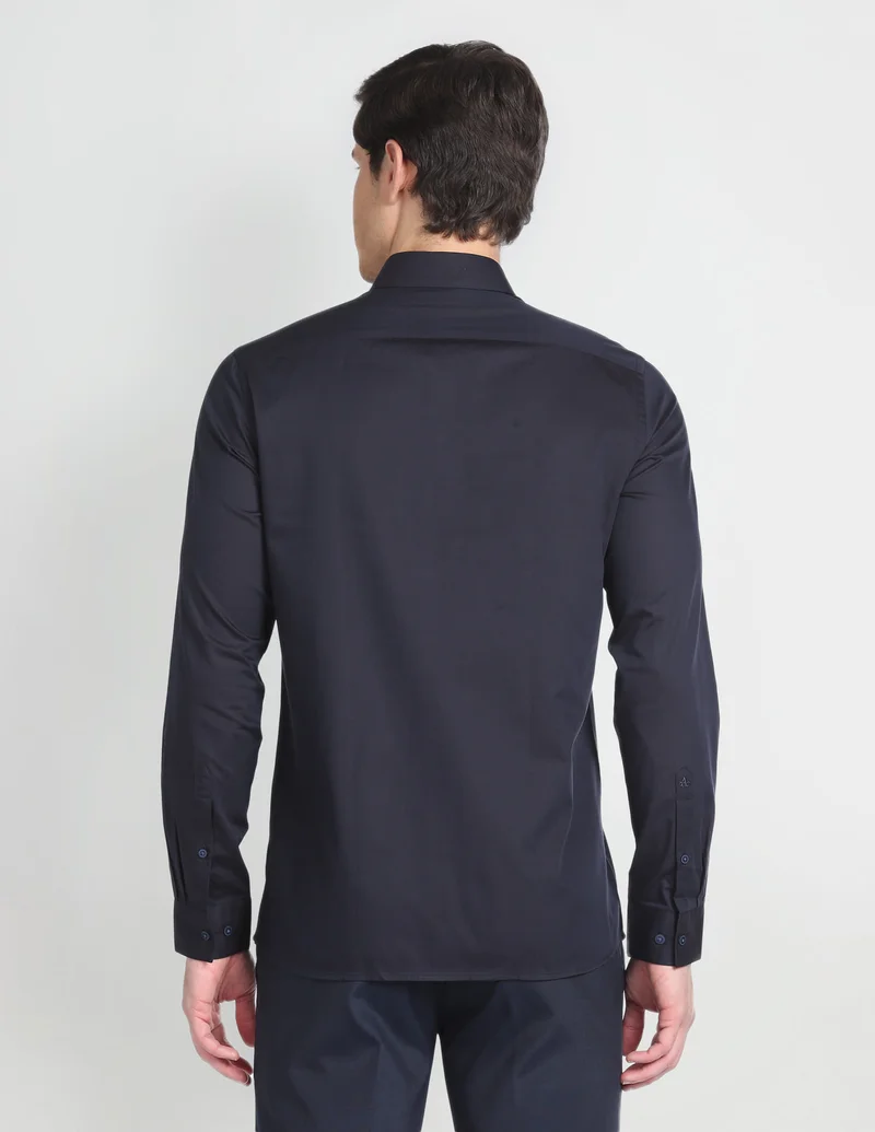 Arrow Navy Point Collar Colour Block Shirt for Men | Best Price UAE