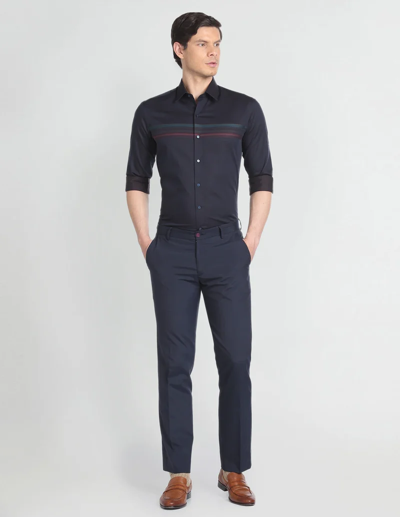 Arrow Navy Point Collar Colour Block Shirt for Men | Best Price UAE