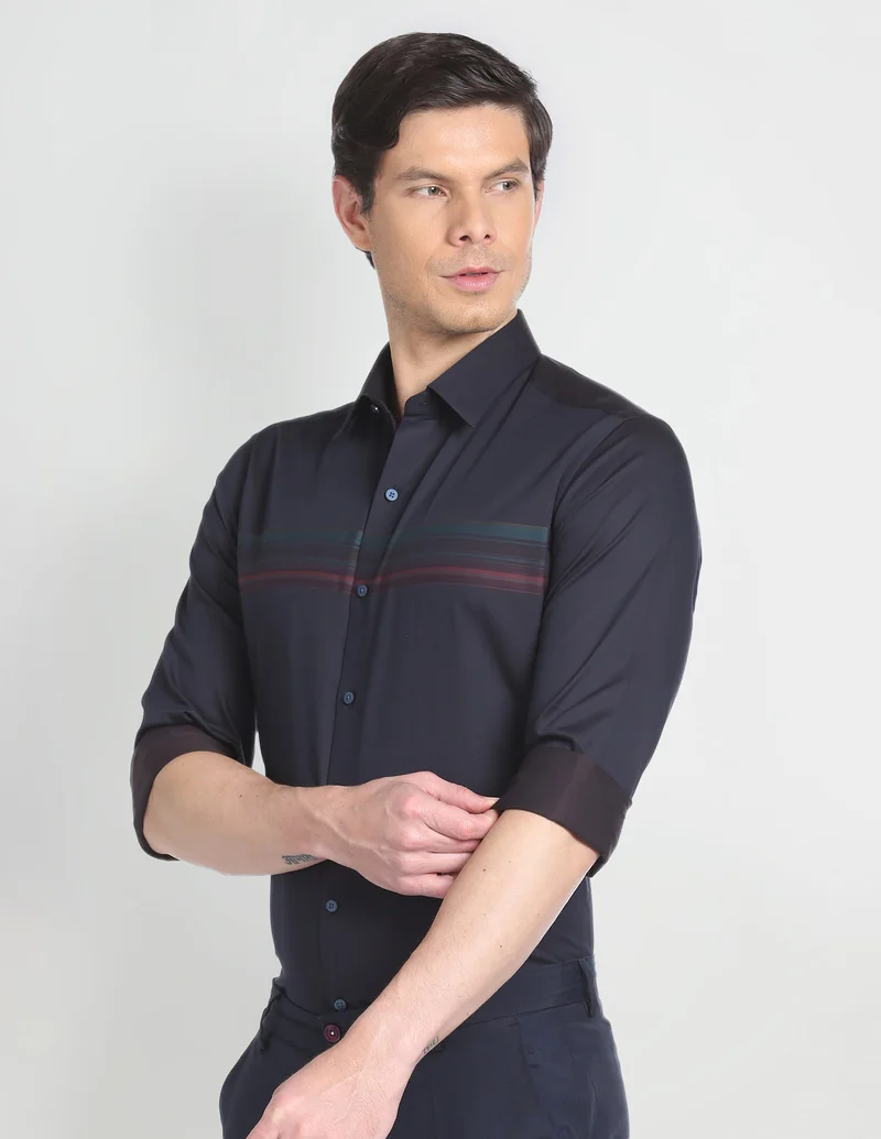 Point Collar Colour Block Shirt