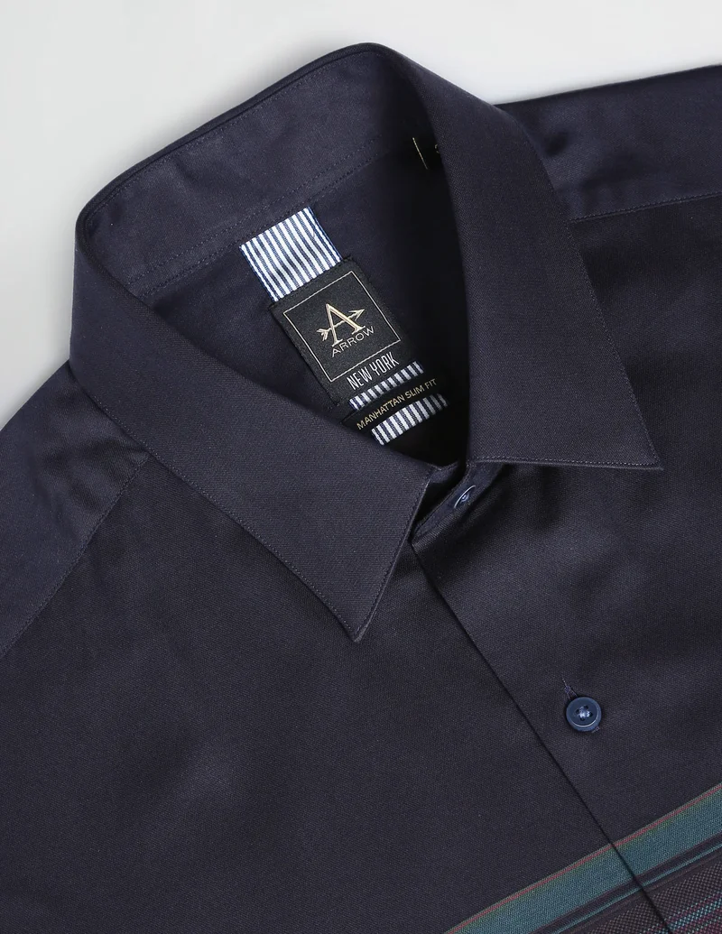Arrow Navy Point Collar Colour Block Shirt for Men | Best Price UAE