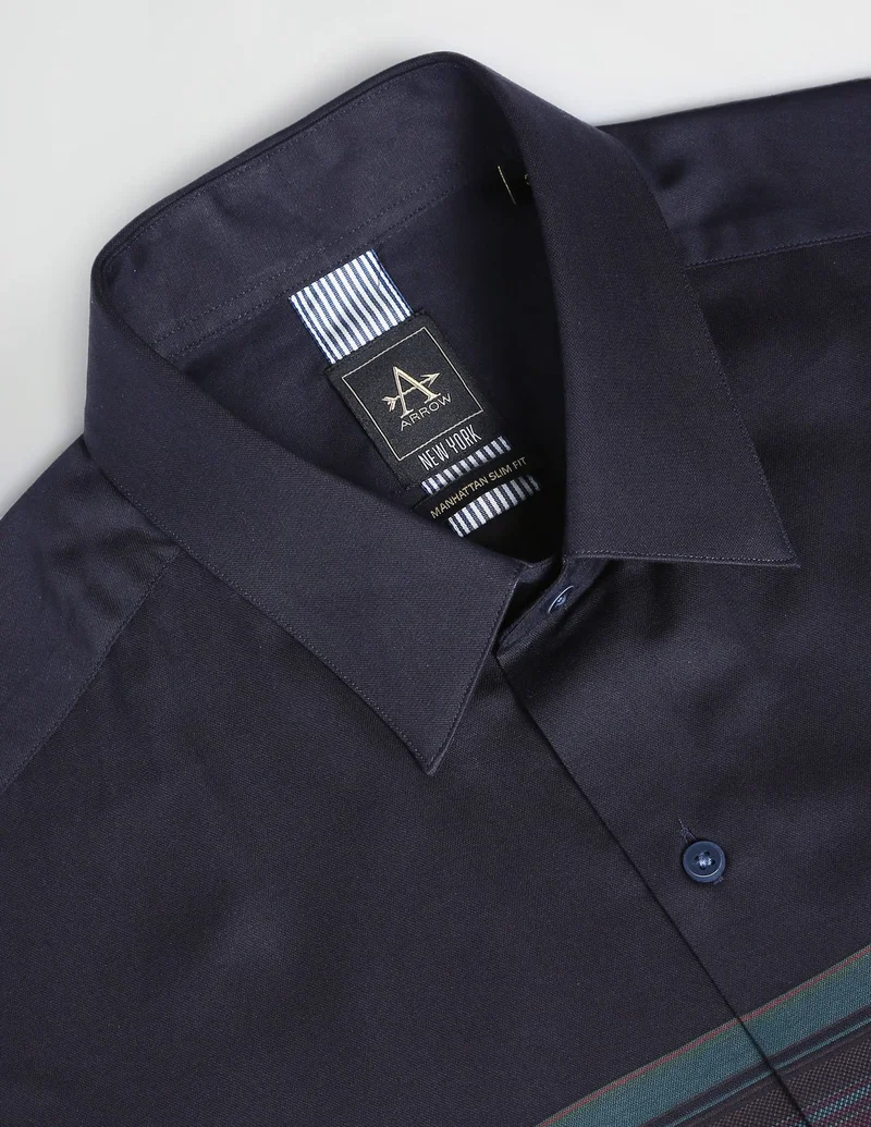 Arrow Point Collar Colour Block Shirt