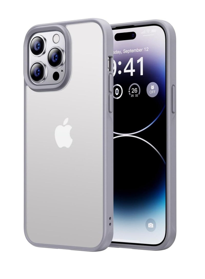 Compatible with iPhone 14 Pro Clear Case Shockproof PC Soft Silicone [Anti-Yellowing] TPU Bumper Cover (Gray) - Image 1