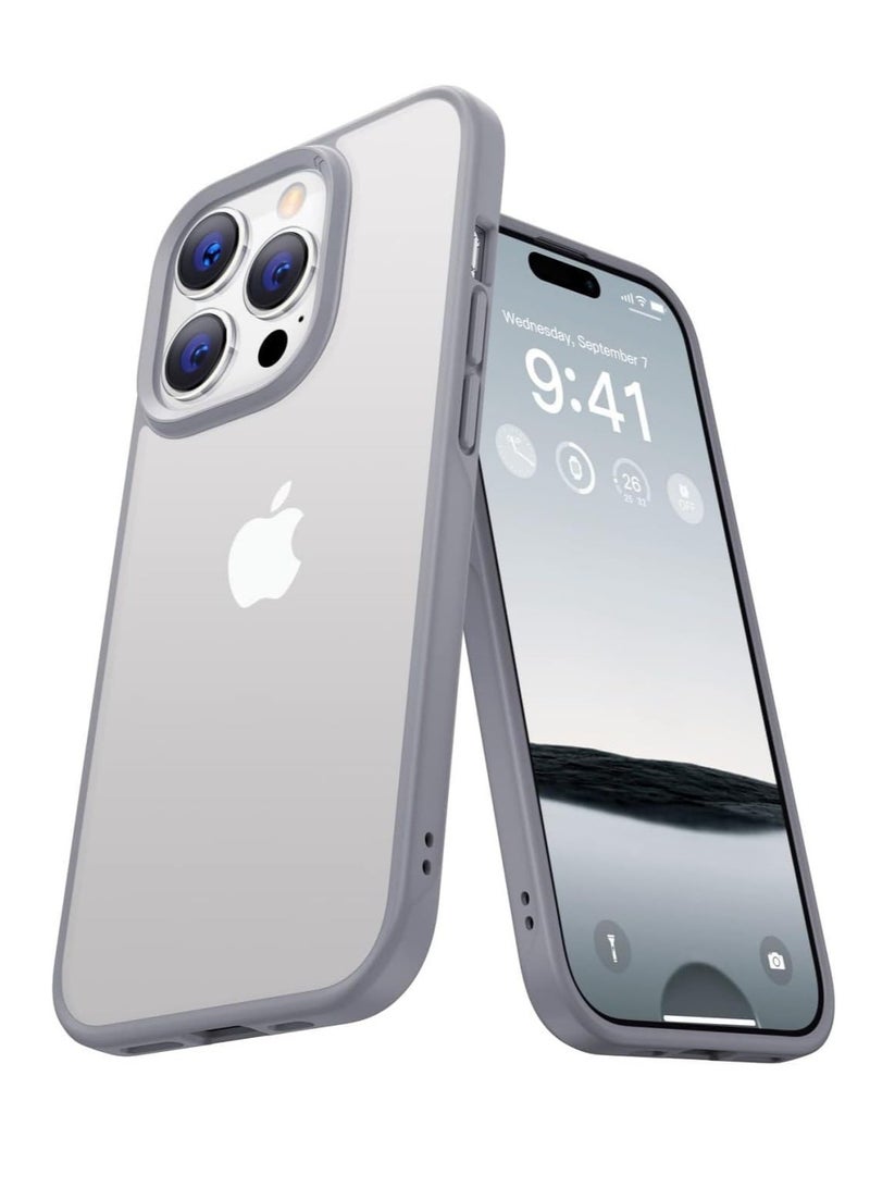 Compatible with iPhone 14 Pro Clear Case Shockproof PC Soft Silicone [Anti-Yellowing] TPU Bumper Cover (Gray) - Image 2