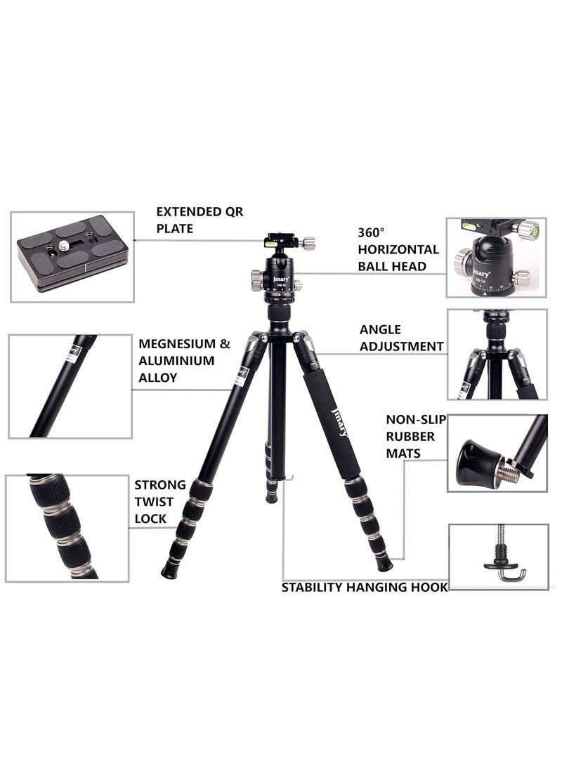Jmary Jmary Techlife KT225+NB36-5 Feet Height Aluminium Alloy Professional Tripod and Monopod for All DSLR Cameras - Black  - Image 4