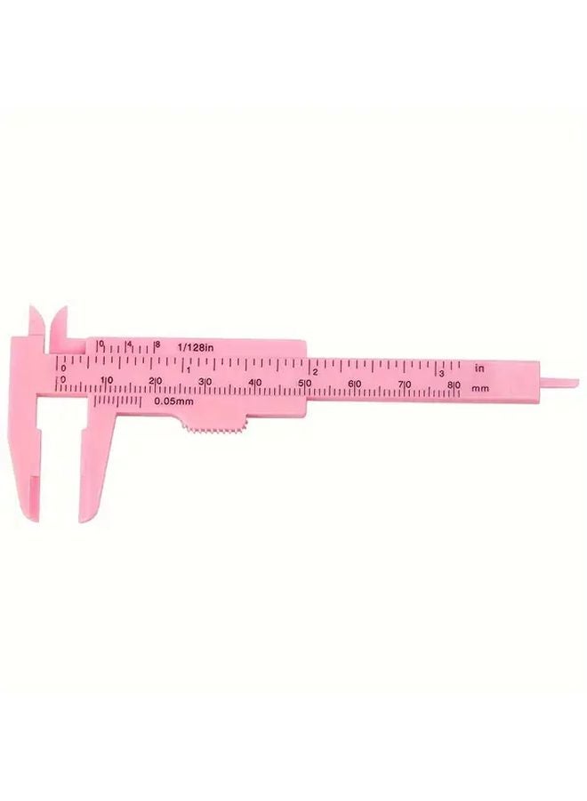 Pink Mini 3 15 Inch Plastic Sliding Vernier Caliper Double Scale Ruler Tool - Image 1