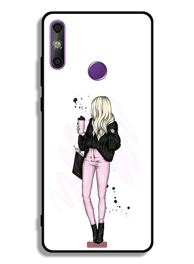 Tolwak Huawei Enjoy 20e Protective Case Cover Girl Holding Coffee Cup Art - Image 2