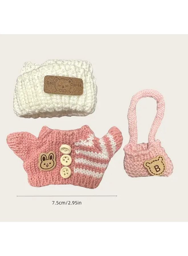 Crochet Clothes Hat Bag Set For Labubu Doll Type C Color No Doll Included - Image 3