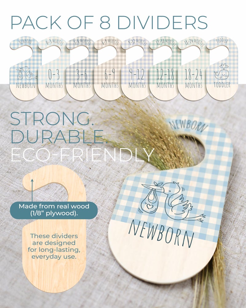 HIPPOTALE Baby Closet Dividers - Blue Baby Clothes Organizer for Nursery Decor, Storage & Organization - 8 Size Closet Dividers for Hanging Clothes, Gender Neutral Nursery Must Haves & Essentials - Image 2