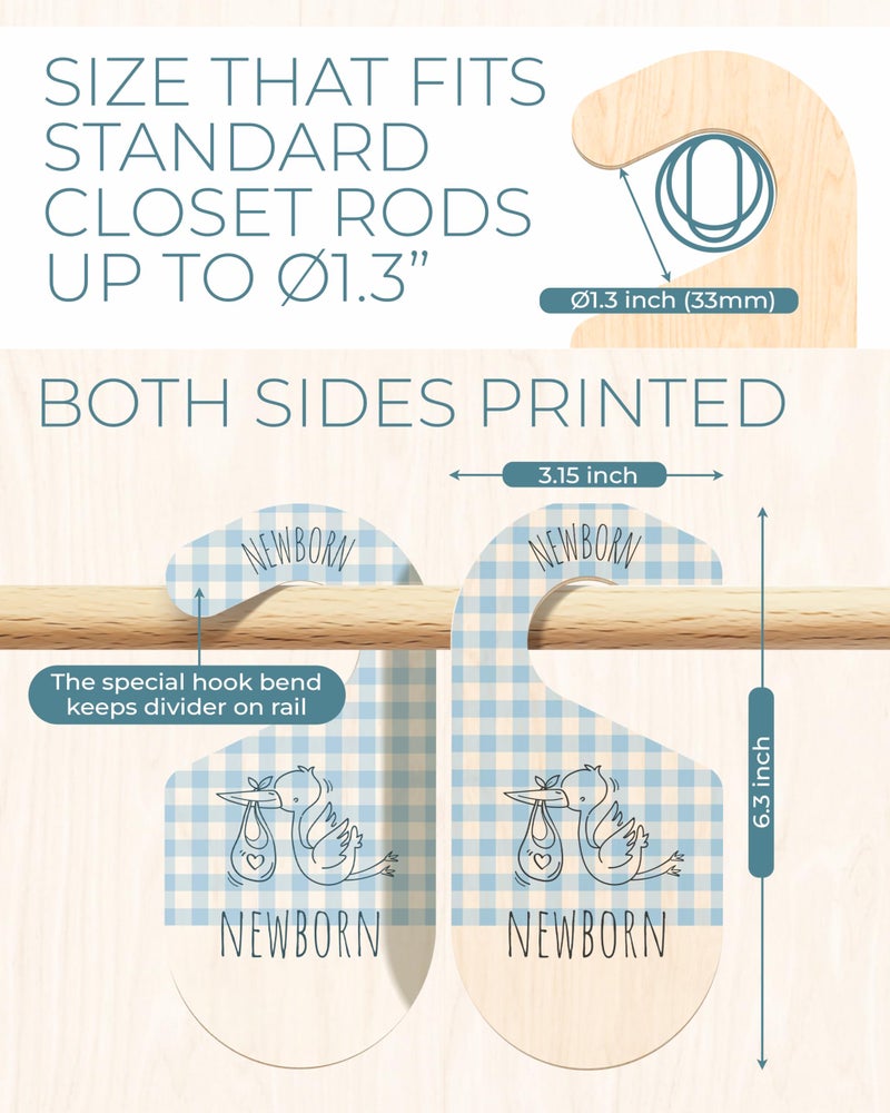 HIPPOTALE Baby Closet Dividers - Blue Baby Clothes Organizer for Nursery Decor, Storage & Organization - 8 Size Closet Dividers for Hanging Clothes, Gender Neutral Nursery Must Haves & Essentials - Image 3