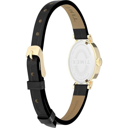 Timex Women's Cavatina 19mm Watch - Black Strap White Dial Gold-Tone Case - Image 5