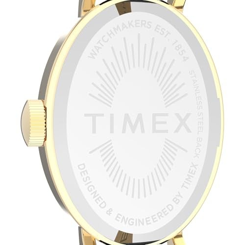 Timex Women's Cavatina 19mm Watch - Black Strap White Dial Gold-Tone Case - Image 4