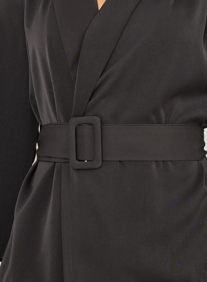 Styli Solid Belted Blazer and Straight Leg Pant Set  - Image 3