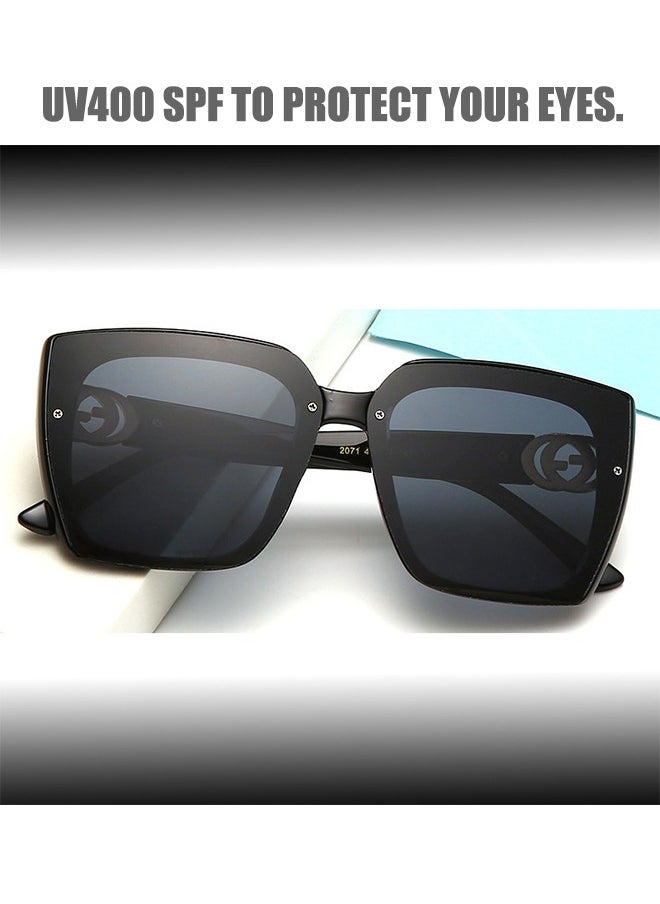 Cc Sunglasses with Glasses Case for Men Women, UV400 Protection Personalized Sunglasses, Shades Glassess for Outdoor Driving (Black)  - Image 3