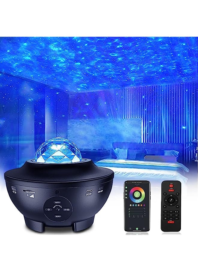 erorex جهاز عرض النجوم YUNSOVA Star Projector مع مكبر صوت، جهاز عرض ضوء السقف على شكل أمواج المحيط، جهاز عرض نجوم LED للأطفال والبالغين في غرف النوم/الديكور/أعياد الميلاد/الحفلات  - Image 1