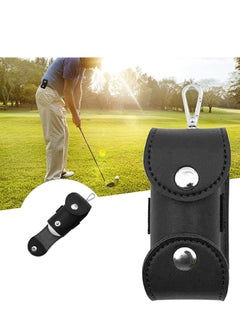 SYOSI Vintage Leather Golf Ball Pouch, Tee Holder Tool Carrier with Carabiner PU Waist Outdoor, for Bag Belt Portable waterproof Lightweight Perfect for Practice(Black)  - Image 4