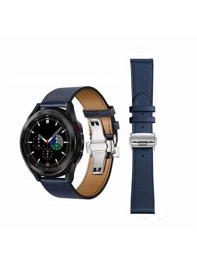 vesus Genuine Leather Replacement Band for Samsung Galaxy Watch4 42/46mm Navy