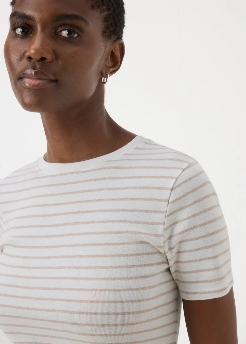 Matalan Oatmeal Stripe Fitted T-Shirt