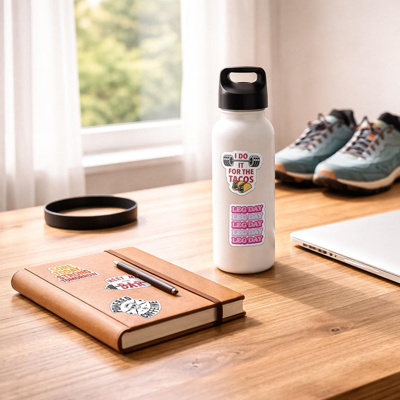 BLAUBECK Gym Stickers 45 Pack - Workout Stickers for Water Bottle, Fitness Planner Stickers, Exercise Motivation Stickers - Waterproof Glossy Vinyl Aesthetic Stickers for Laptop, Gym Decor, Fitness Gifts - Image 5