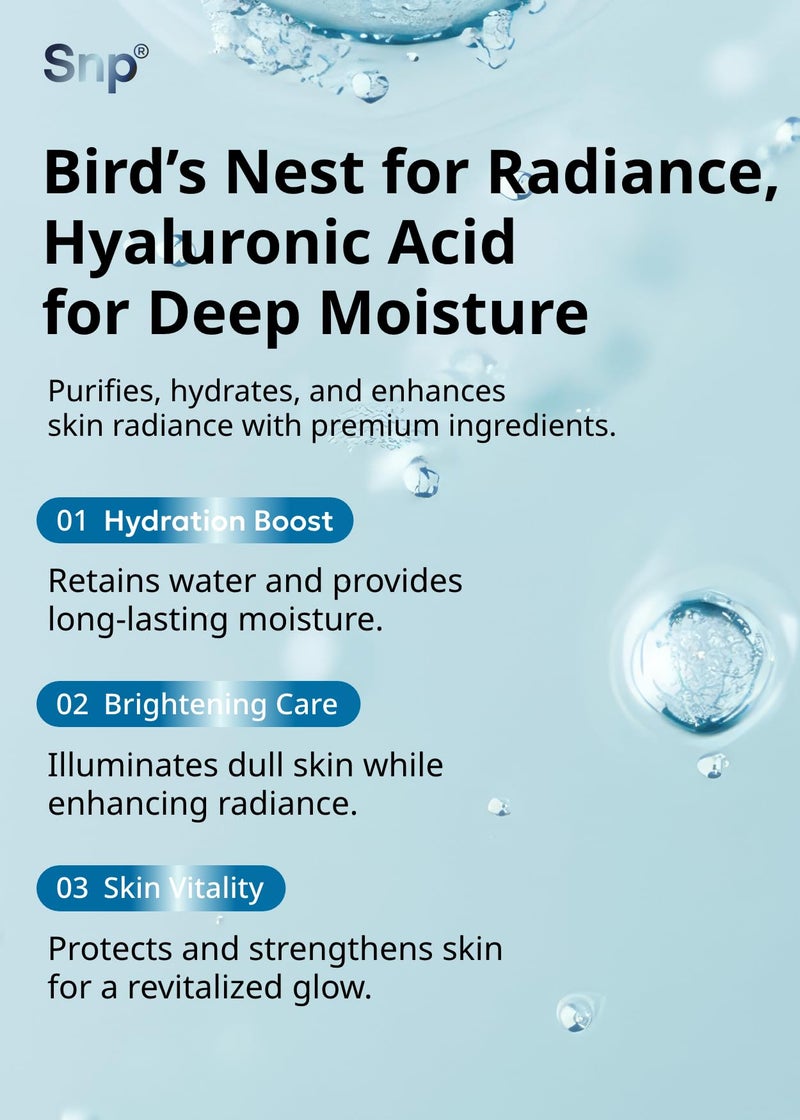 SNP 1000mg Bird's Nest + Hyaluronic Acid Ampoule Sheet Mask | Hyaluronic Acid Sheet Mask | Maximum Hydration and Protection for All Dry Skin Types | Korean Skincare Facial Mask | 10 Sheets - Image 5