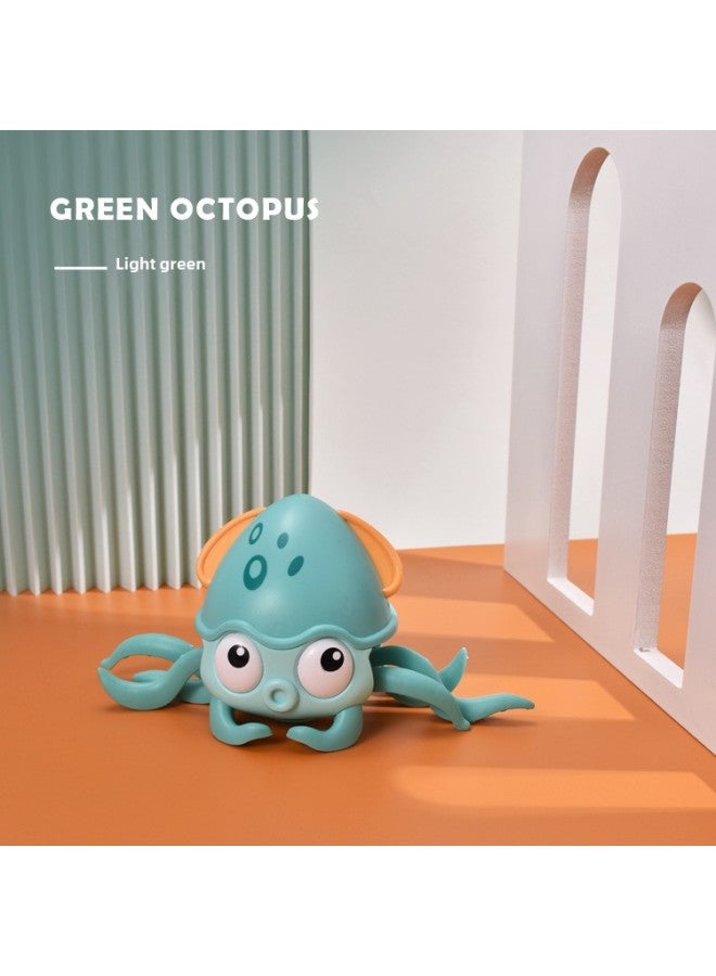 Loquat Electric Toys Cartoon Universal Projection Swing Nod Small Snail Car Music Light Children's Toys Wholesale-Color:Green-induction Octopus 【rechargeable Version】 English - Image 1