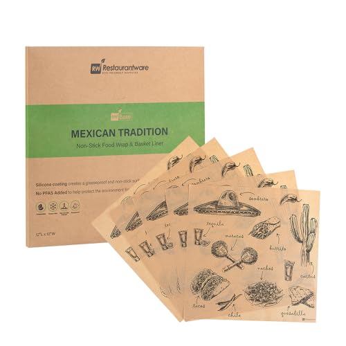 Restaurantware RW Base 12 Inch Deli Papers 200 Mexican Tradition Sandwich Wrapping Papers  No Added PFAS Greaseproof Kraft Paper Food Basket Liners Microwavable For Restaurants Or Cafes  Restaurantware - Image 1
