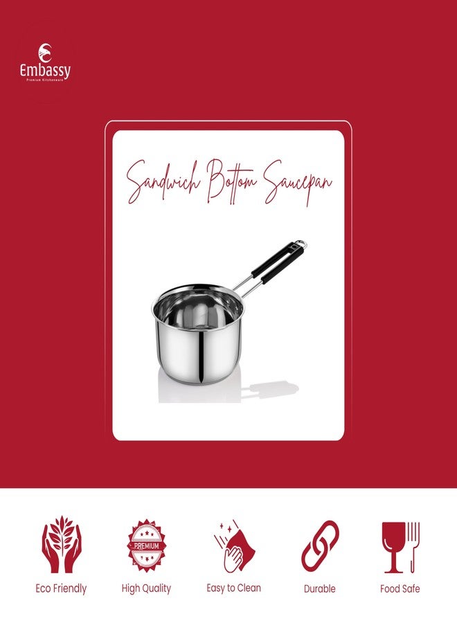 Embassy Sandwich Bottom Saucepan (Size 10) - 1000 ml (Stainless Steel) - Image 2