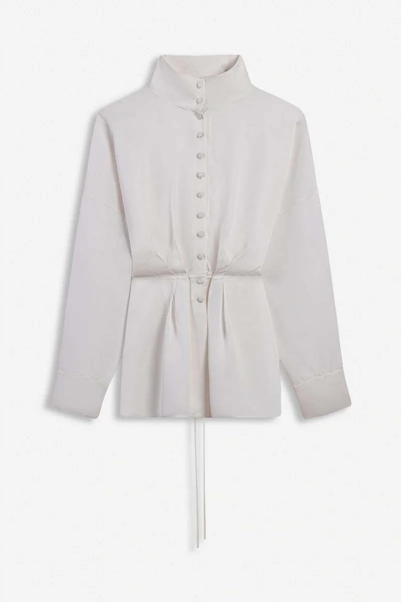 Nocturne Tie Detail Stand Collar Shirt