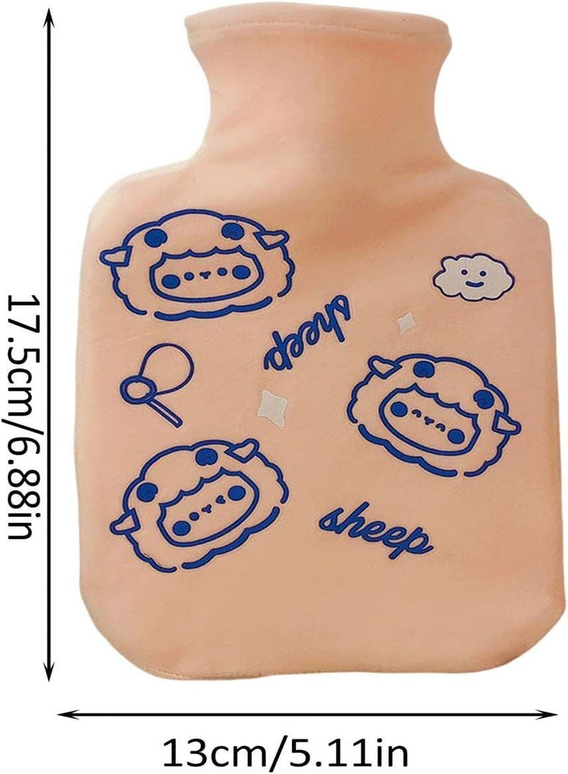 GGOOT Heating Bottle for Cramps | 350ml Cute Cartoon Hot Water Bottle with Soft Fleece Cover | Portable Winter Warmer Hot Water Bottles for Neck, Shoulder, Back, Hand, Legs, Waist - Image 4