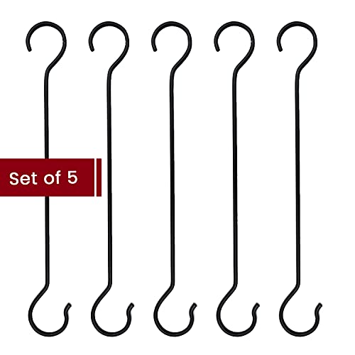 CRAFTCASTLE Large S Hooks Black | Long S Hooks for Hanging Plant | Extension Hooks for Kitchenware, Utensils, Pergola, Closet, Flower Basket S Hook (51 cm – Pack of 5) - Image 3