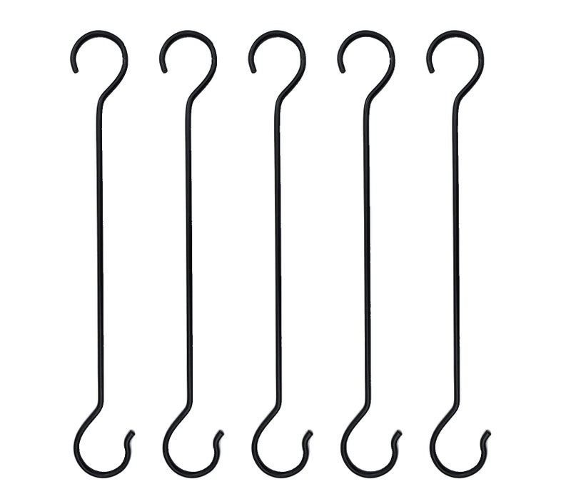 CRAFTCASTLE Large S Hooks Black | Long S Hooks for Hanging Plant | Extension Hooks for Kitchenware, Utensils, Pergola, Closet, Flower Basket S Hook (51 cm – Pack of 5) - Image 1