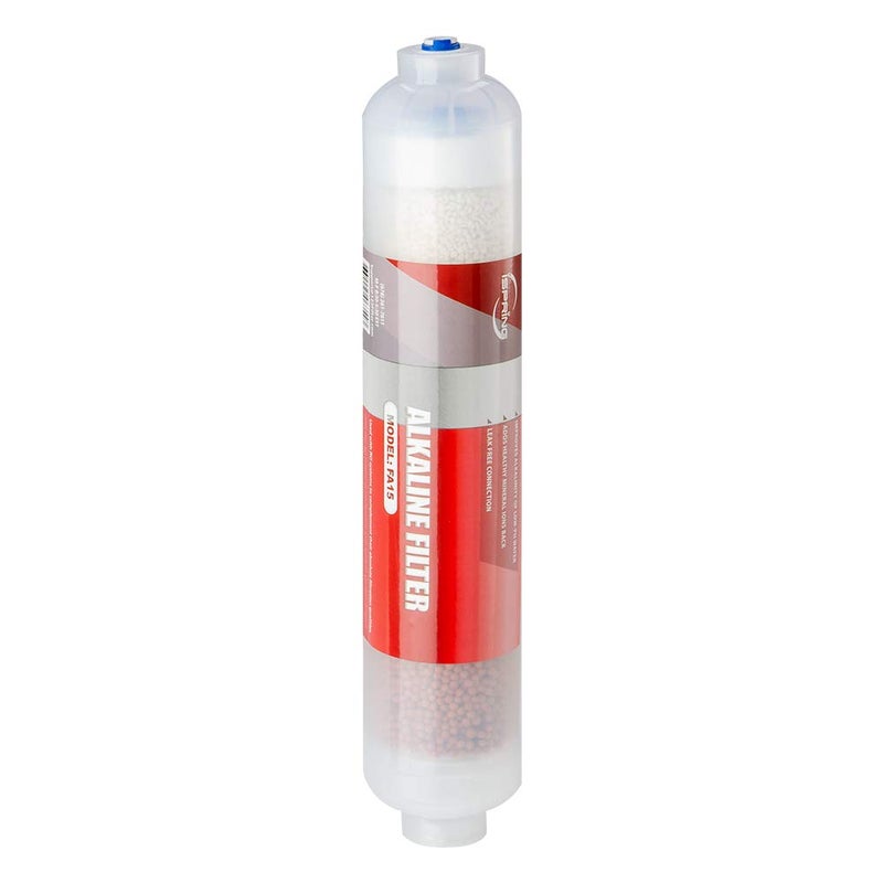 iSpring FA15 Alkaline Inline Water Filter Cartridge, 10â€ x 2â€ with 1/4â€ Quick Connect, NSF Certified, Add-on for RO Systems, Balances pH & Restores Minerals, 3-Layer Replacement Filter - Image 1