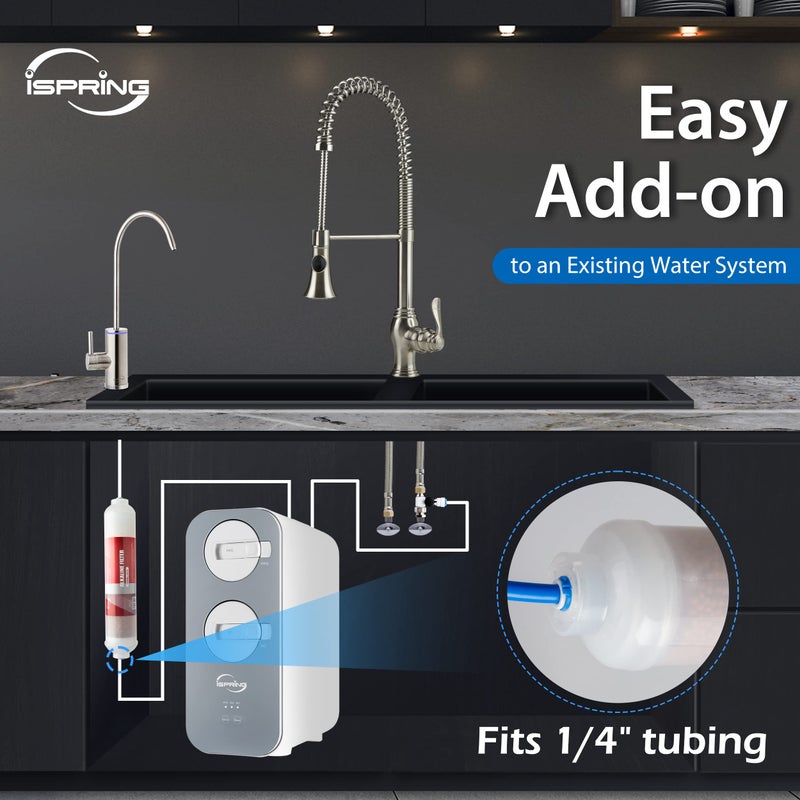 iSpring FA15 Alkaline Inline Water Filter Cartridge, 10â€ x 2â€ with 1/4â€ Quick Connect, NSF Certified, Add-on for RO Systems, Balances pH & Restores Minerals, 3-Layer Replacement Filter - Image 4