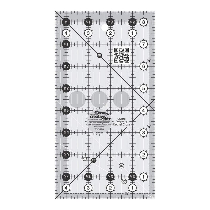 Creative Grids Quilt Ruler 4-1/2in x 8-1/2in Rectangle – CGR48 – Made in USA, Non-Slip Grip Acrylic Quilting, Sewing, Crafting, Patchwork Ruler for Measuring & Cutting Fabric - Image 1