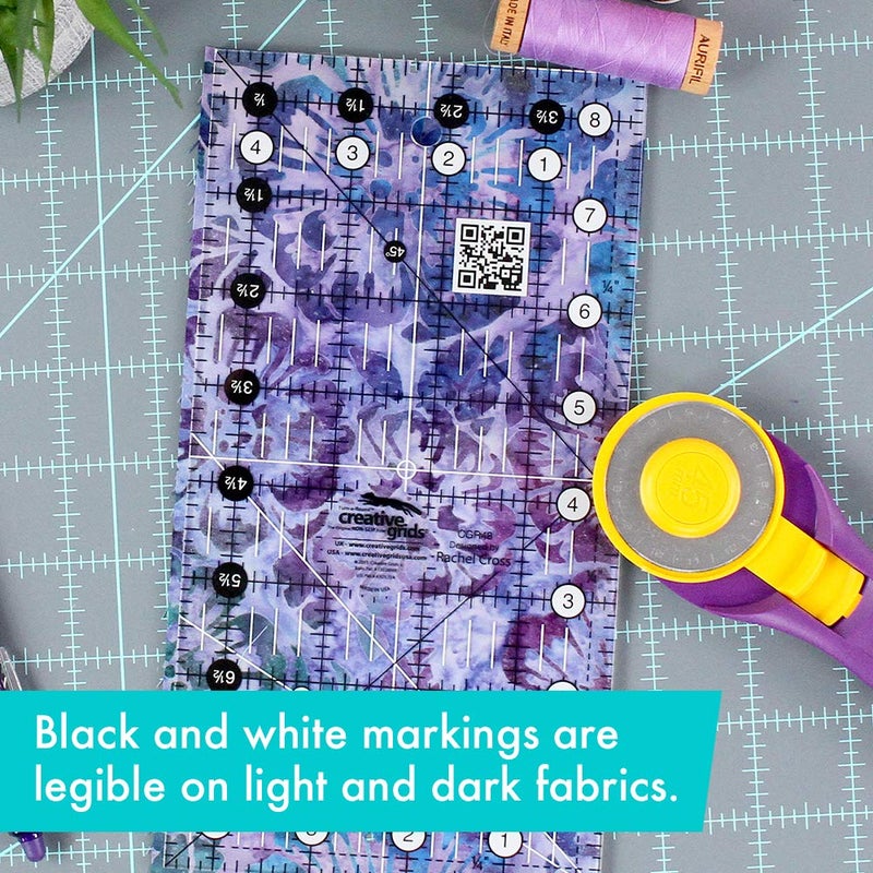 Creative Grids Quilt Ruler 4-1/2in x 8-1/2in Rectangle – CGR48 – Made in USA, Non-Slip Grip Acrylic Quilting, Sewing, Crafting, Patchwork Ruler for Measuring & Cutting Fabric - Image 2