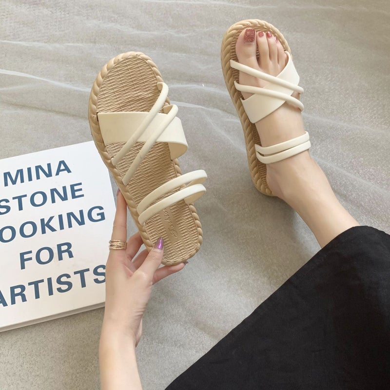 Home And Outer Wear Roman Style New Style Sandals And Slippers Korean Style Trendy Instagram Style Fashionable Two-Wearing Beach All-Match Slippers - Image 4