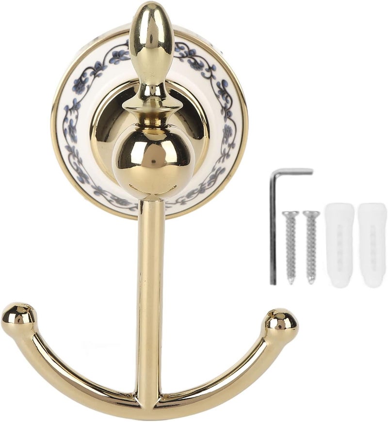 GLOGLOW Clothing Hooks Ceramic Zinc Alloy, Double Hook, Space Saving, Retro Style, for Home Organization Decorative Wall Hook, Nan - Image 1