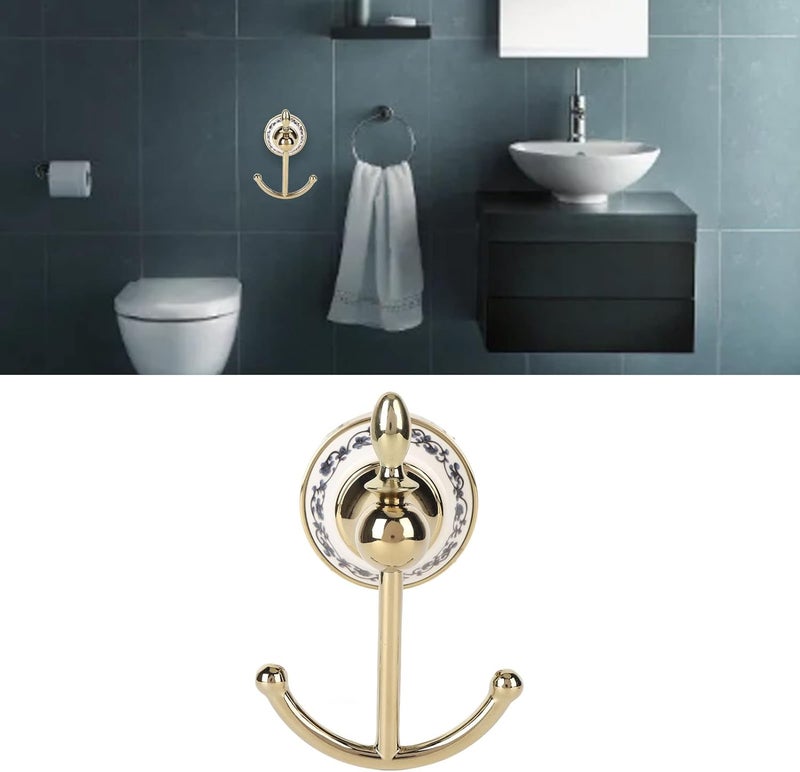 GLOGLOW Clothing Hooks Ceramic Zinc Alloy, Double Hook, Space Saving, Retro Style, for Home Organization Decorative Wall Hook, Nan - Image 3