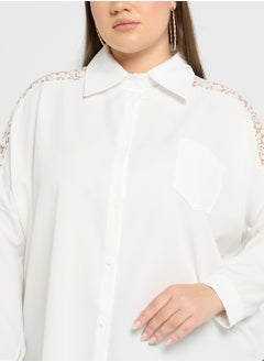 Ella Plus Lace Shoulder Button Down Shirt  - Image 3