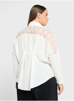 Ella Plus Lace Shoulder Button Down Shirt  - Image 2
