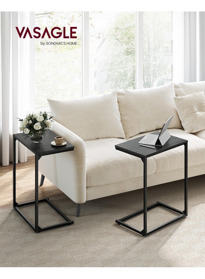 VASAGLE C Shape End Table, Small Coffee Table For Couch Or Sofa, Industrial Side Table In Living Room, Bedroom, 13.8 x 21.7 x 26 Inches, Ebony Black ULNT052B56 - Image 2