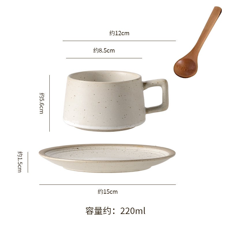 Coffee Cup vintage ceramic creative tea cup with base stoneware personal water Cup Japanese style coffee cup and saucer set - Image 1