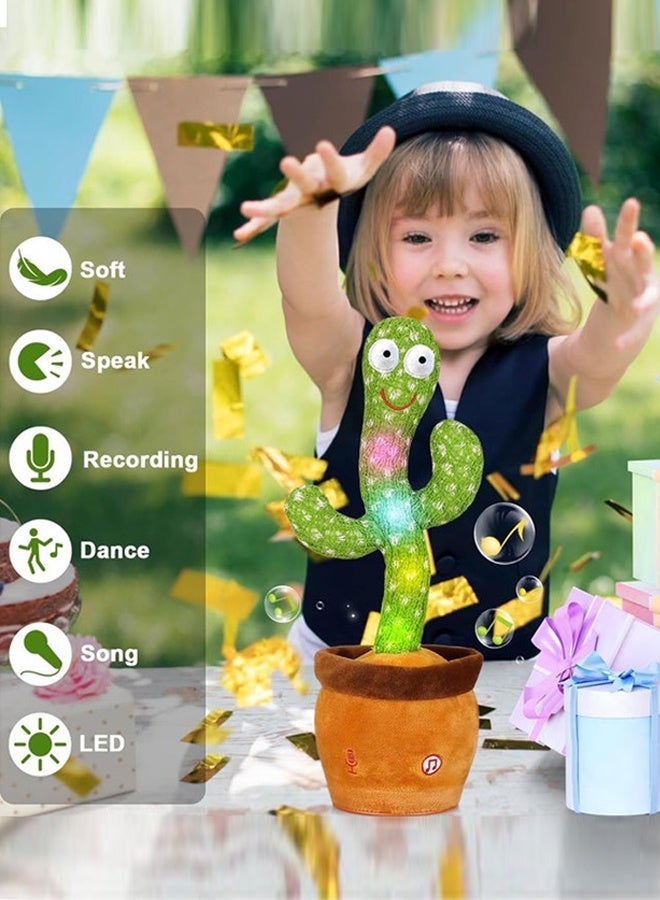 Gasin Dancing Cactus Toy - Rechargeable, Record/Repeat, Sings 120 Dynamic Songs, Soft LED Light, USB Charge (Cable Included), Safe Knitted Fabric - Image 5