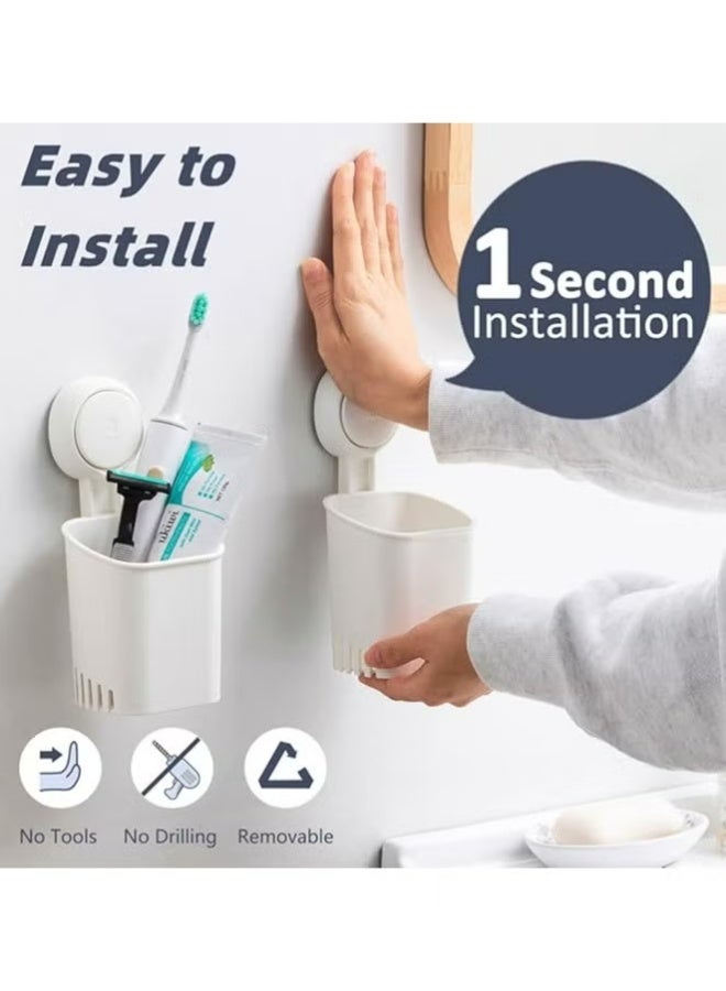 Suction Cup Toothbrush Holder，Wall Mounted Toothbrush, Toothpaste and Razors Holder for Bathroom , Tableware Holder for Kitchen - Image 2