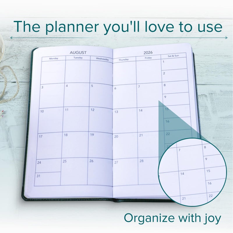 Harbor Pocket Weekly Monthly Planner 2025-2026, Calendar Planner and Notebook, Durable Faux Leather, 192 Pages, Softcover & Book Bound - Softcover & Book Bound - 6 x 3.25 " - Image 5