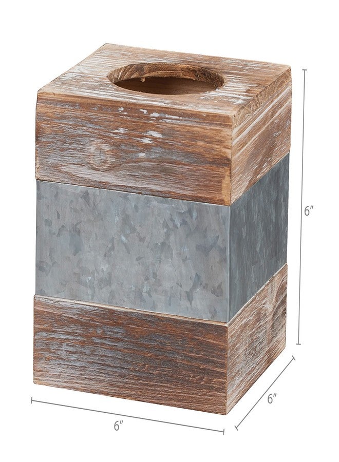 Barnyard Designs Rustic Metal and Distressed Wood Square Tissue Box Cover - Decorative Bathroom Facial Tissue Box Holder Farmhouse Country Decor 6” x 6” - Image 4