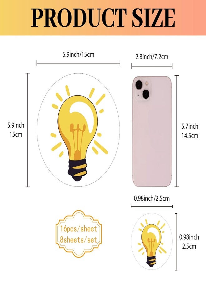 CREATCABIN 128Pcs Light Bulb Stickers Plastic Decal Self-Adhesive Waterproof Sticker Small Yellow Round Dot Bulk Cartoon Stickers for Art Craft Students Planner Classroom Water Bottle 2.5x2.5cm - Image 2